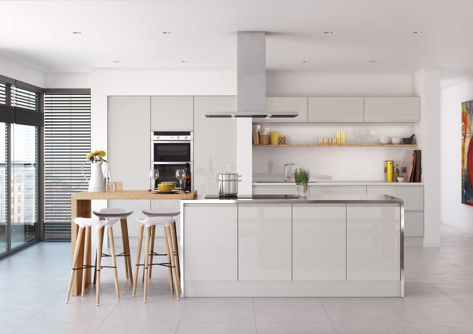 Handleless Light Grey Gloss
